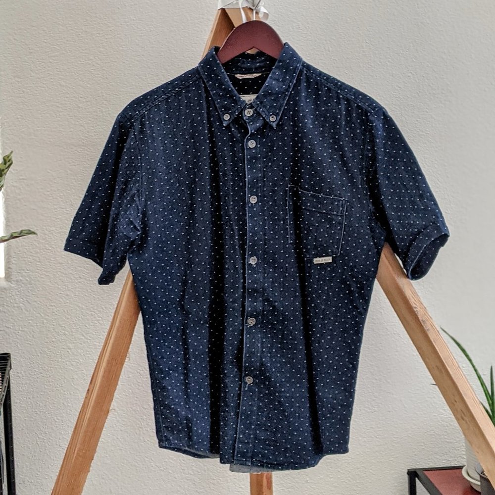 Iron and Resin Blue Speck Short Sleeve Button Down